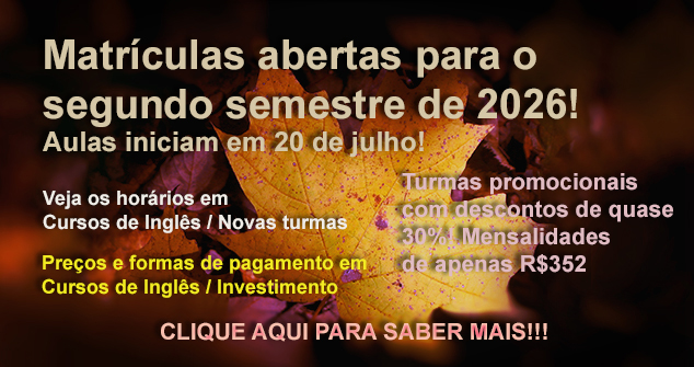 Matrículas abertas para o segundo semestre de 2026! Preços PROMOCIONAIS!